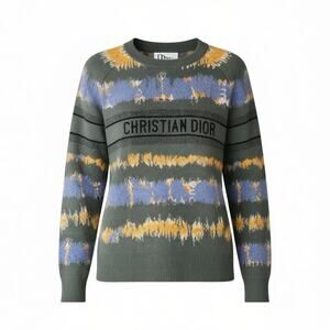 Christian Dior Tie-Dye Logo Sweater Green Blue FR40 / US8 Excellent
